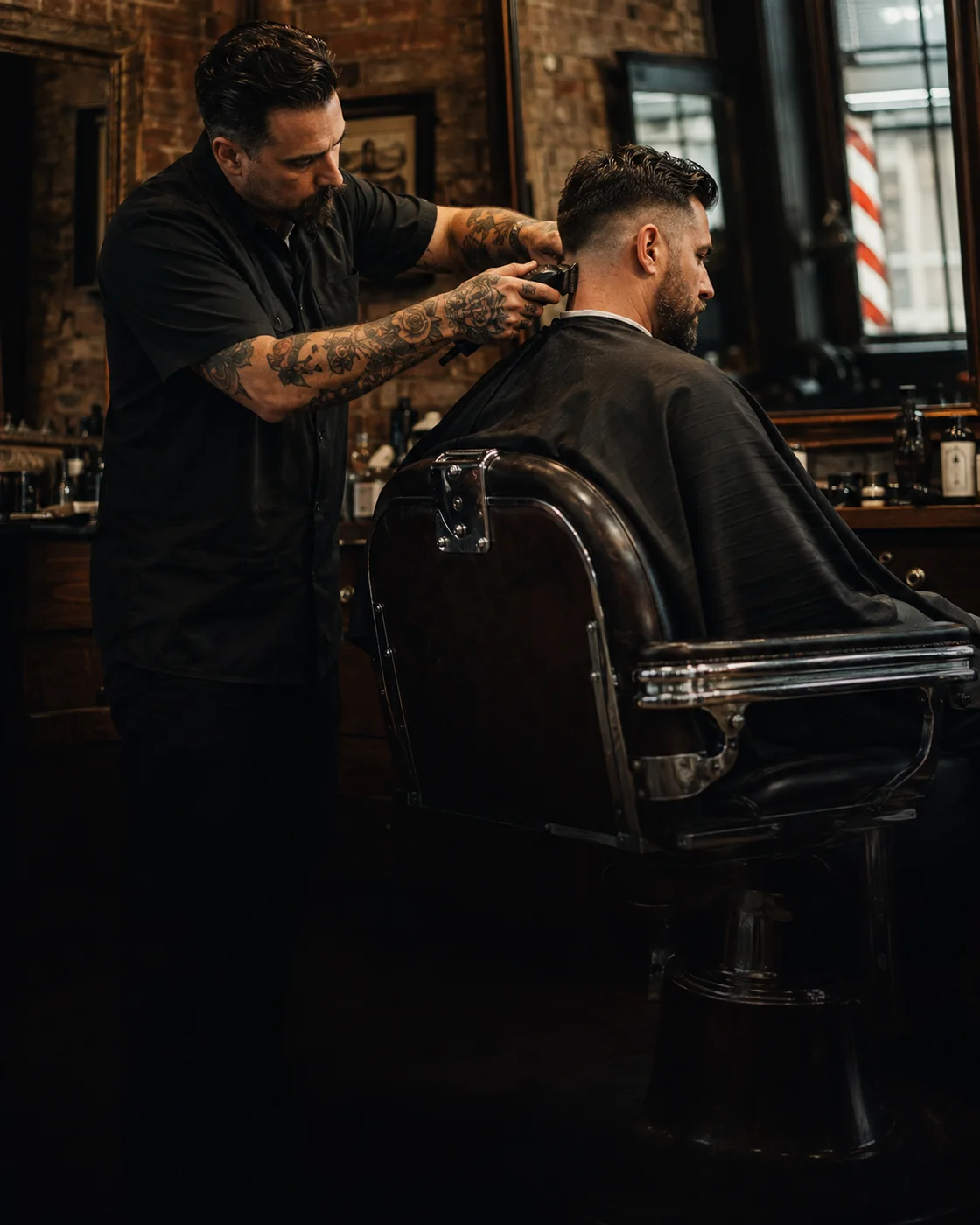 Barber américain au travail, illustration générée par IA
